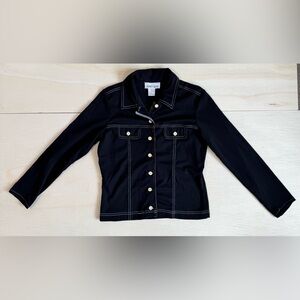 VTG Energie Black Italy Button Up White Contrast Stitching Jacket size M